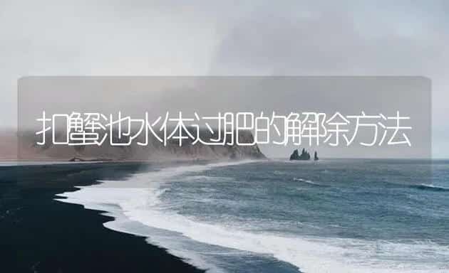 扣蟹池水体过肥的解除方法 | 海水养殖技术