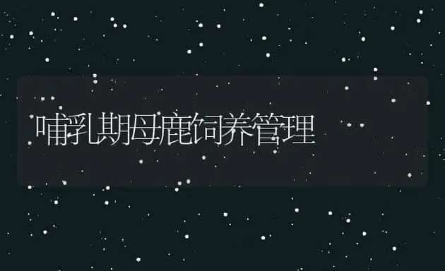 哺乳期母鹿饲养管理 | 水产养殖知识