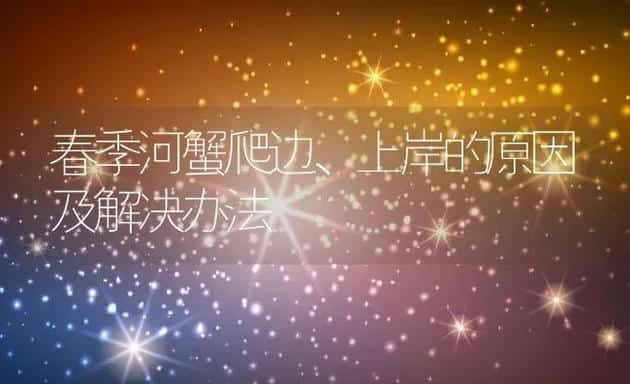 春季河蟹爬边、上岸的原因及解决办法 | 动物养殖百科