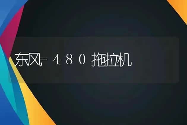 东风-480拖拉机 | 养殖