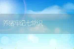 养猪牢记七常识