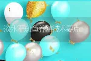 淡水石斑鱼养殖技术要点