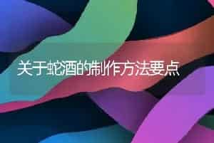 关于蛇酒的制作方法要点