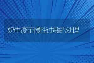 奶牛疫苗慢性过敏的处理