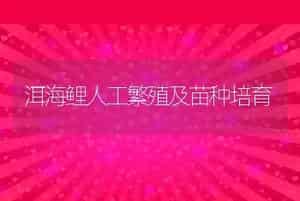 洱海鲤人工繁殖及苗种培育