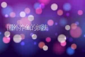 国外养鱼的新法