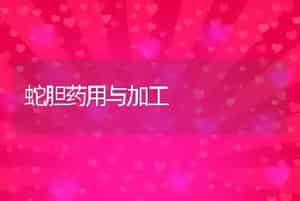 蛇胆药用与加工