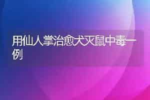 用仙人掌治愈犬灭鼠中毒一例