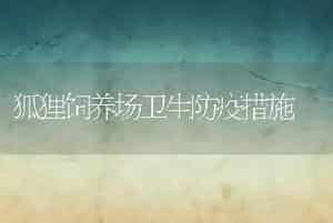 狐狸饲养场卫生防疫措施